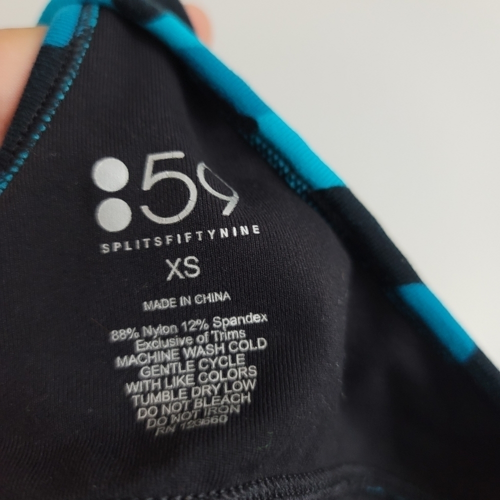 Splits59 Women XS Blue Camo Black Racerback Sports Bra Athletic Yoga Workout - Picture 3 of 7